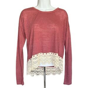 Forever 21 Pink Rose Knit Top Size M EUC